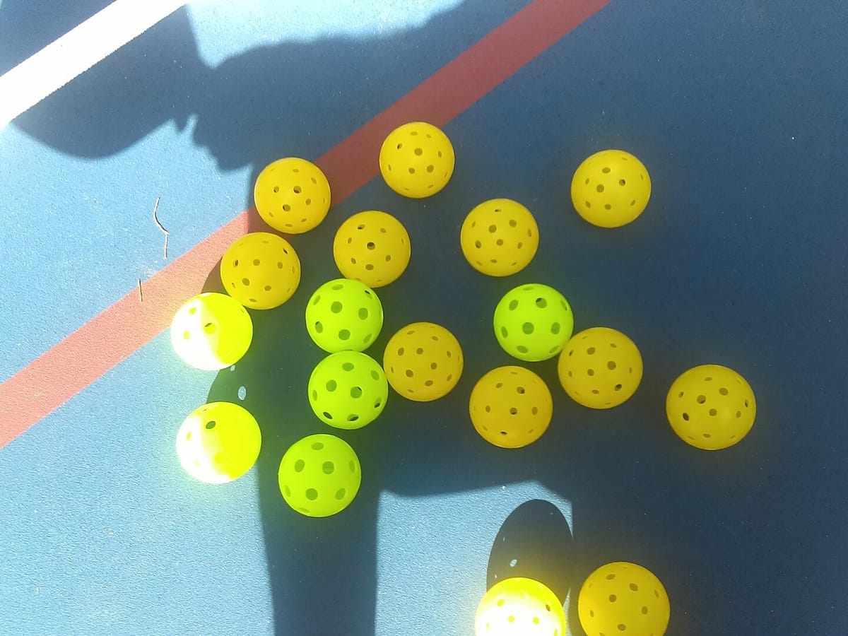 Yellow outdoor pickleballs